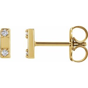 14K Yellow .03 CTW Natural Diamond Two-Stone Bar Earrings