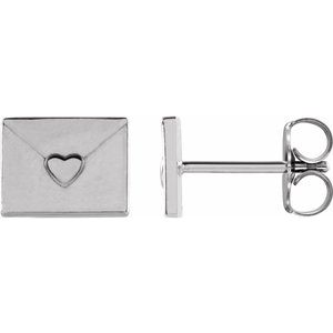 Sterling Silver Heart Envelope Earrings
