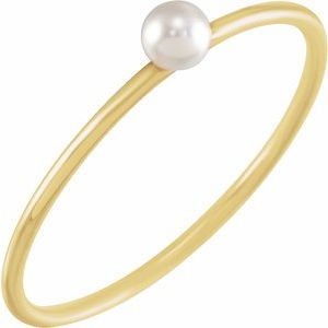 14K Yellow Imitation Pearl Stackable Ring