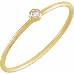 14K Yellow .03 CT Natural Diamond Stackable Ring Size 7