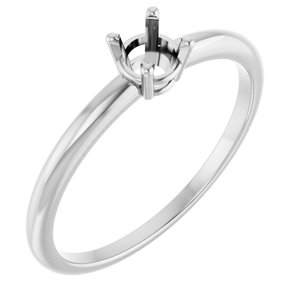 14K White Round Ring