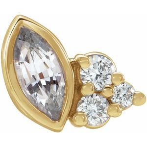14K Yellow Natural White Sapphire & .03 CTW Natural Diamond Left Earring