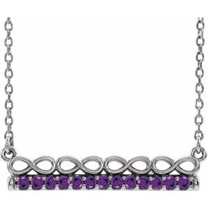 Sterling Silver Natural Amethyst Infinity-Inspired Bar 18" Necklace
