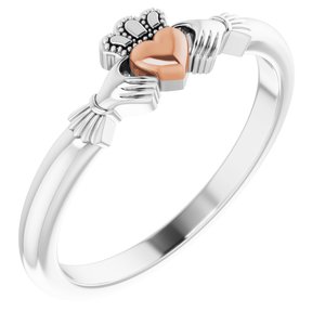 14K White/Rose Claddagh Ring