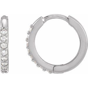 Round Natural Diamond Huggie Hoop Earrings