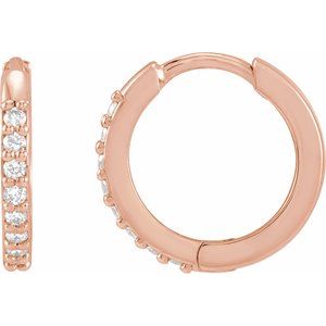 Round Natural Diamond Huggie Hoop Earrings