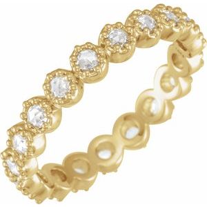 14K Yellow 3/8 CTW Natural Diamond Rose-Cut Eternity Band Size 4.5