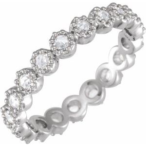 Platinum 1/2 CTW Natural Diamond Rose-Cut Eternity Band Size 7.5