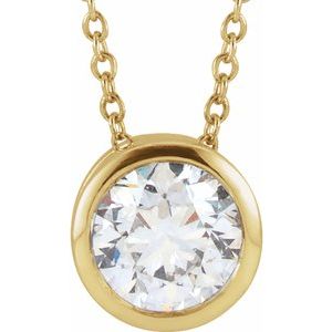 14K Yellow 3/4 CT Lab-Grown Diamond Solitaire 16-18" Necklace

