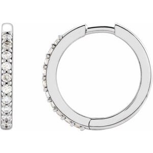 Round Natural Diamond Huggie Hoop Earrings