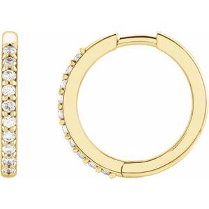 Round Natural Diamond Huggie Hoop Earrings
