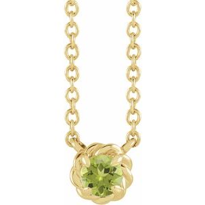 14K Yellow 3 mm Natural Peridot Claw-Prong Rope 18" Necklace
