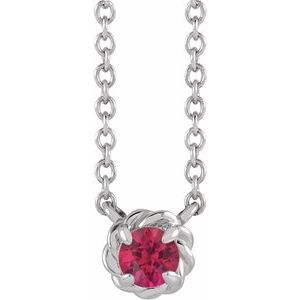 Sterling Silver 4 mm Natural Ruby Claw-Prong Rope 18" Necklace