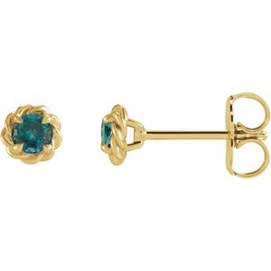 14K Yellow 4.5 mm Lab-Grown Alexandrite Claw-Prong Rope Earrings
