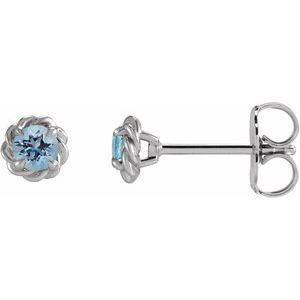 Platinum 3 mm Natural Aquamarine Claw-Prong Rope Earrings