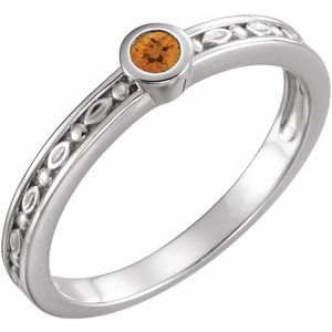 Sterling Silver Natural Citrine Family Stackable Ring