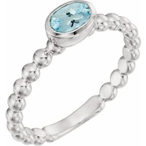 Sterling Silver Natural Aquamarine Family Stackable Ring