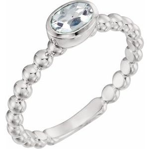 Sterling Silver Natural White Sapphire Family Stackable Ring
