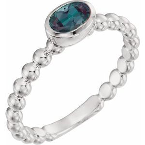 Sterling Silver Lab-Grown Alexandrite Family Stackable Ring