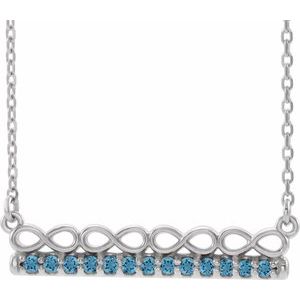 Platinum Natural Aquamarine Infinity-Inspired Bar 18" Necklace