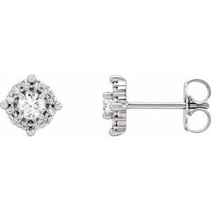 Platinum 5/8 CTW Natural Diamond Halo-Style Earrings