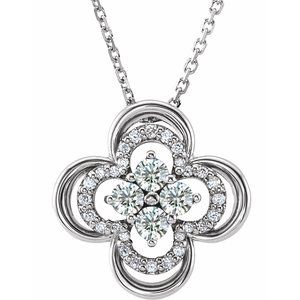 14K White 1/3 CTW Natural Diamond Clover 18" Necklace