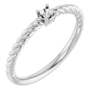 Sterling Silver 3 mm Round Solitaire Rope Ring