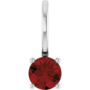 Sterling Silver Imitation Mozambique Garnet Solitaire Charm/Pendant