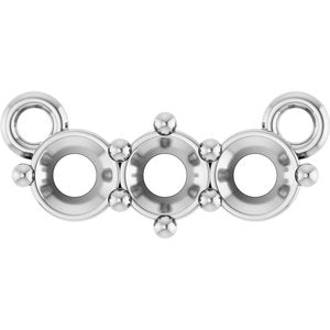 14K White 2.5 mm Round Three-Stone Necklace Center