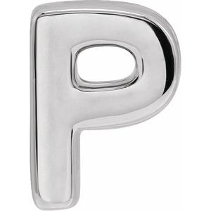 14K White Block Initial P Slide Pendant