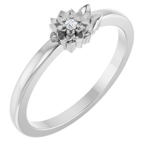 Platinum .015 CT Natural Diamond Flower Ring 