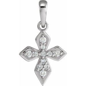 14K White .05 CTW Natural Diamond Petite Cross Pendant