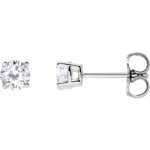 Sterling Silver 4 mm Imitation White Cubic Zirconia Earrings