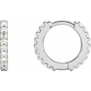 Round Natural Diamond Huggie Hoop Earrings