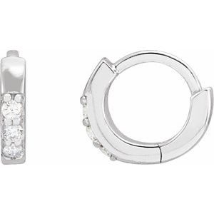 Round Natural Diamond Huggie Hoop Earrings