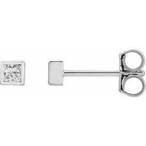 14K White 1/6 CTW Lab-Grown Diamond Bezel Earrings