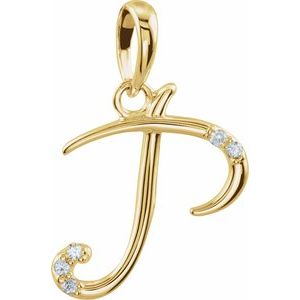 14K Yellow .025 CTW Natural Diamond Initial P Pendant