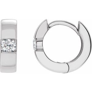 Round Lab Diamond Huggie Hoop Earrings