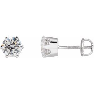 14K White 6 mm Imitation White Cubic Zirconia Stud Earrings