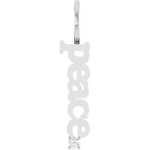 14K White Natural White Sapphire Peace Charm/Pendant