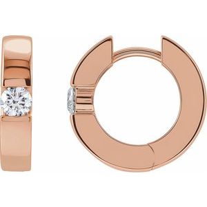 Round Natural Diamond Huggie Hoop Earrings