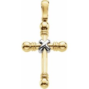 14K Yellow/White 41.5x22.25 mm Cross Pendant