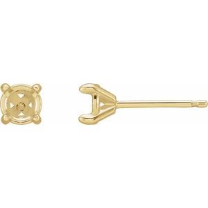 14K Yellow 2 mm Round 4-Prong Claw Cocktail-Style Earring