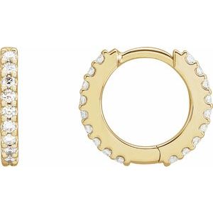 Round Natural Diamond Huggie Hoop Earrings