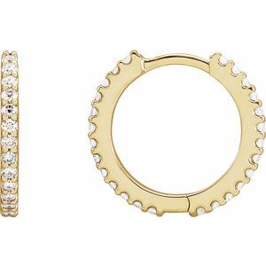 Round Natural Diamond Huggie Hoop Earrings