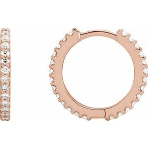Round Natural Diamond Huggie Hoop Earrings