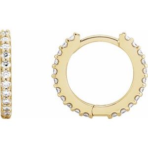 Round Natural Diamond Huggie Hoop Earrings