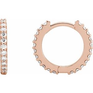 Round Natural Diamond Huggie Hoop Earrings