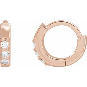 Round Natural Diamond Huggie Hoop Earrings