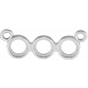 14K White 2.5 mm Three-Stone Bezel-Set Necklace Center